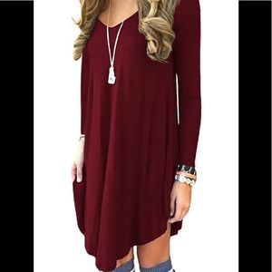 Long Sleeve Casual Loose T-Shirt Dress by DEARCASE